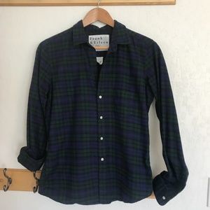 Frank & Eileen Barry Shirt Green and Black Plaid, Size Small